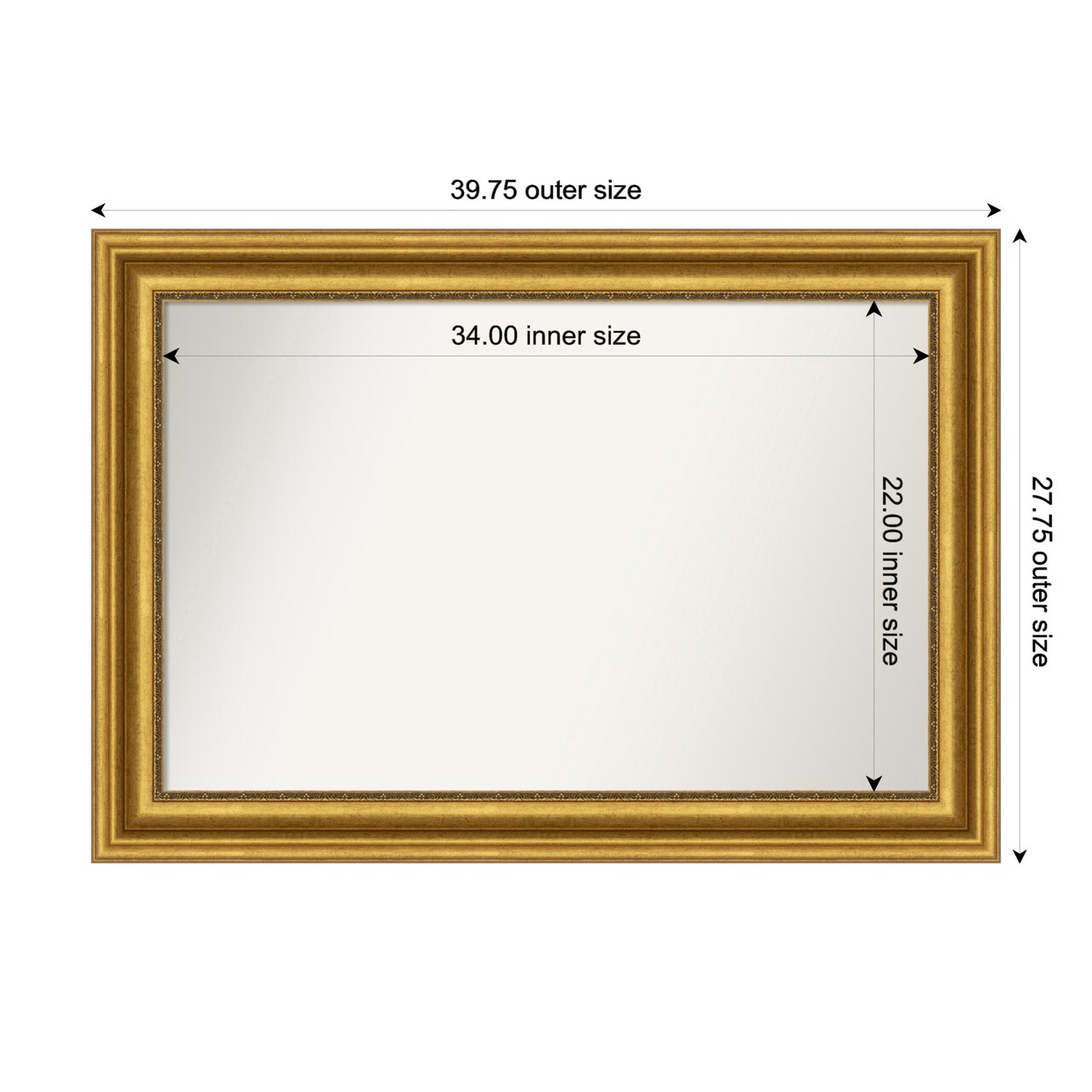 Parlor Gold Non-Beveled Custom Framed Bathroom Vanity Wall Mirror